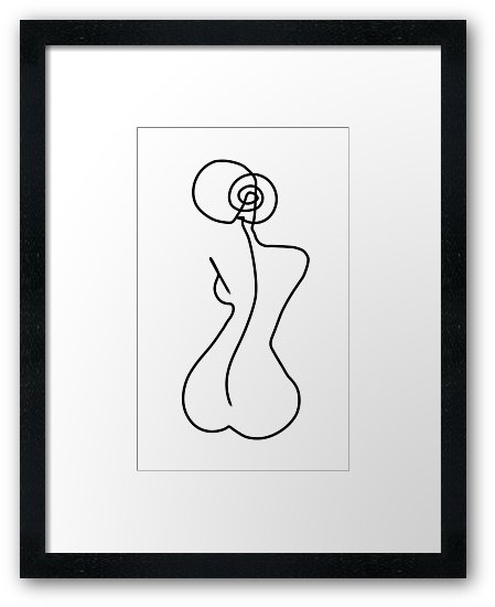 449x550 Woman Silhouette Drawing In One Line Framed Prints By Catbydesign - Woman Silhouette Sketch