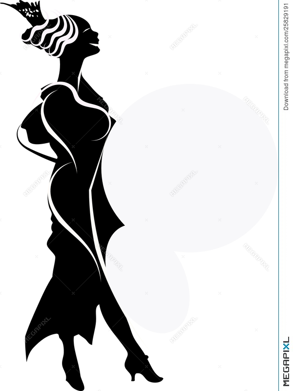 600x800 Black Woman Silhouette Sketch Illustration 25829191 - Woman Silhouette Sketch