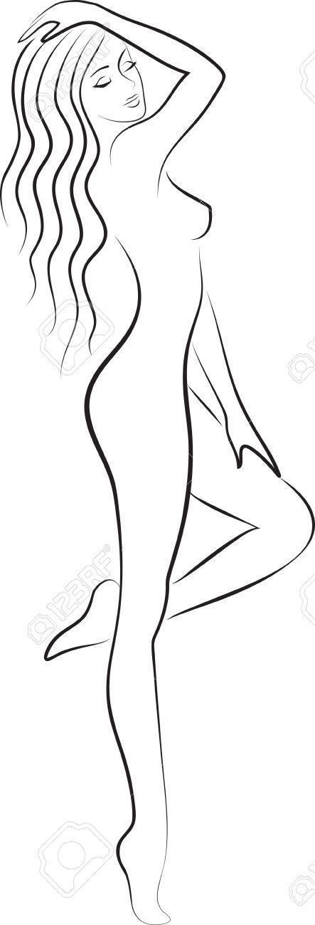 443x1300 Woman Silhouette Drawing - Woman Silhouette Sketch