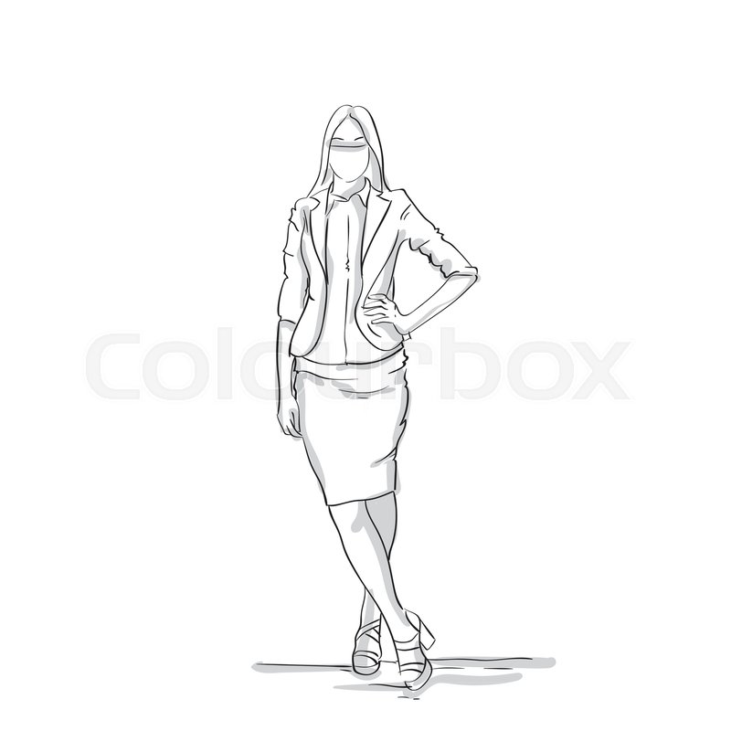 800x800 Business Woman Silhouette Full Length Female Businesswoman Skecth - Woman Silhouette Sketch