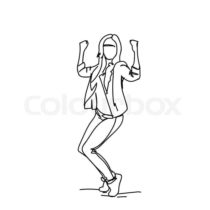 800x800 Cheerful Business Woman Holding Hands Raised Female Silhouette - Woman Silhouette Sketch
