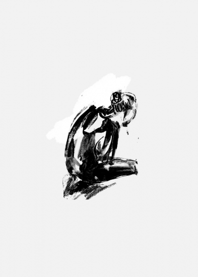 393x550 Sketch Of Woman Sitting - Woman Sitting Sketch