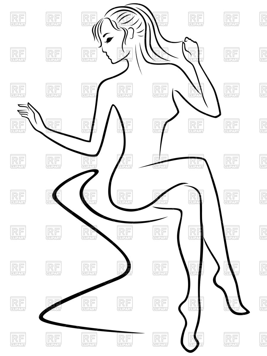900x1200 Graceful Stylish Woman Sitting On Sofa, Sketch Vector Image - Woman Sitting Sketch