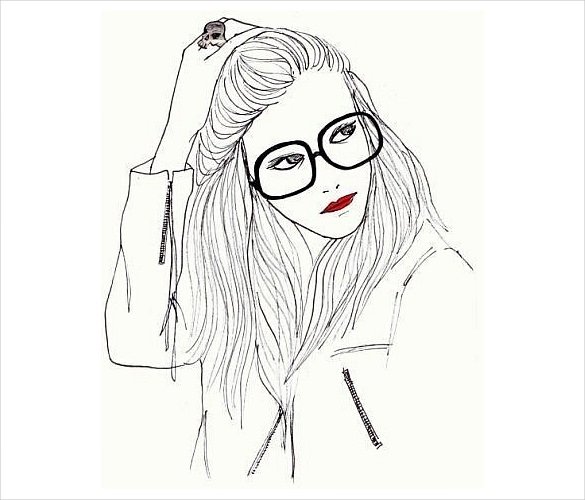 585x500 Cute Drawings Free Pdf, Jpg Format Download Free Amp Premium - Woman Sketch Drawing