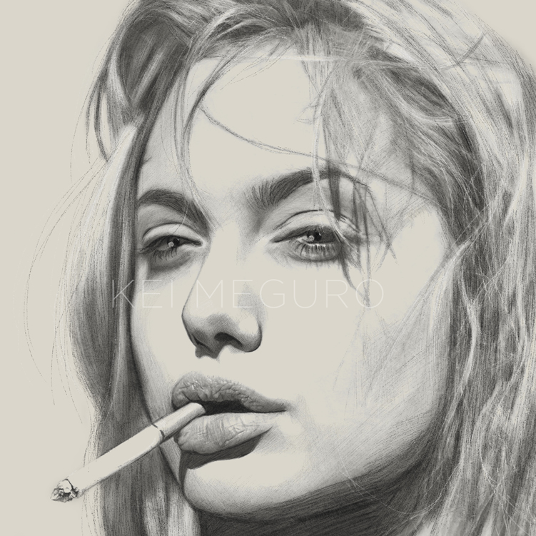 751x751 Kei Meguro - Woman Smoking Sketch