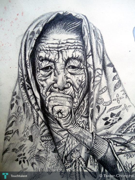 557x743 Nepali Old Woman Smoking Pencil Sketching... Touchtalent - Woman Smoking Sketch