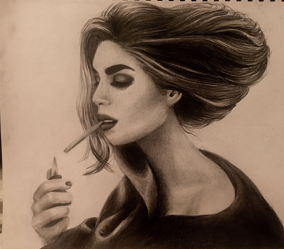 955x836 Woman Smoking By Eveyyc - Woman Smoking Sketch