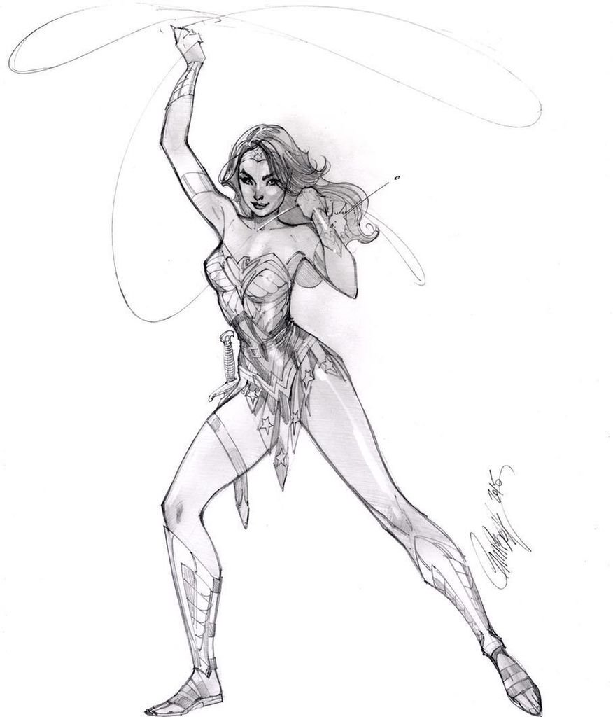 876x1024 J. Scott Campbell On Twitter Woman - Wonder Sketch