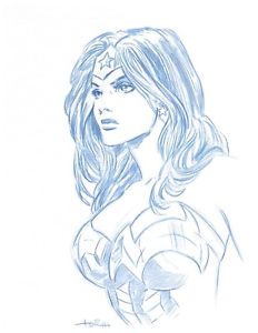 232x300 Wonder Woman Portrait Convention Blue Line Sketch By Animator - Wonder Sketch