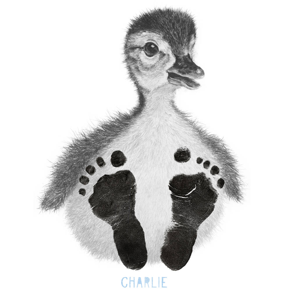 1024x1024 Personalised Baby Duck Footprint Kit By Lucy Coggle - Wood Duck Sketch
