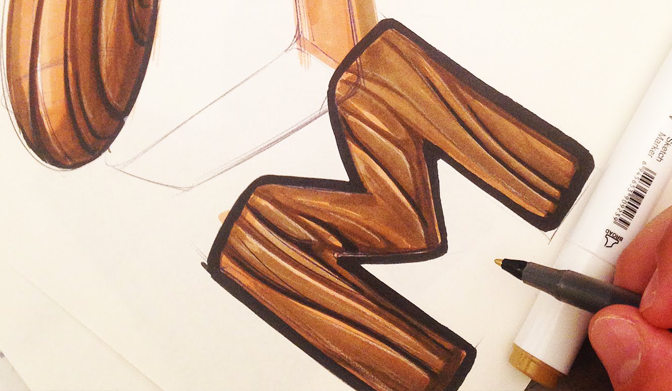 1329x774 Industrial Design Sketching - Wood Texture Sketch