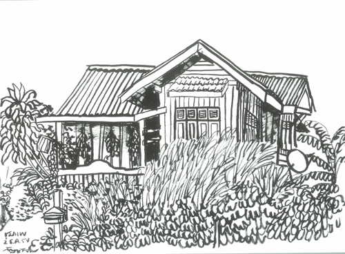 500x368 Wooden House, Khon Kaen, Thailand Koi Sketches Thailand - Wooden House Sketch