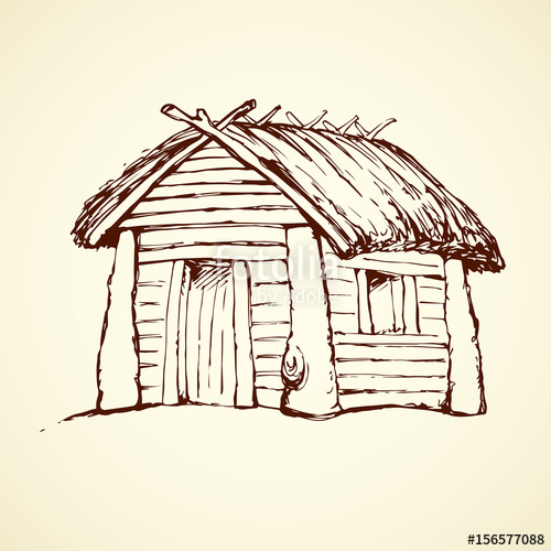 500x500 Wooden House. Vector Drawing Stock Image And Royalty Free Vector - Wooden House Sketch