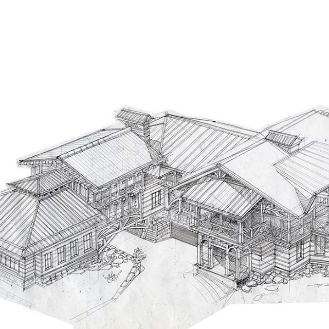 640x640 Wooden - Wooden House Sketch