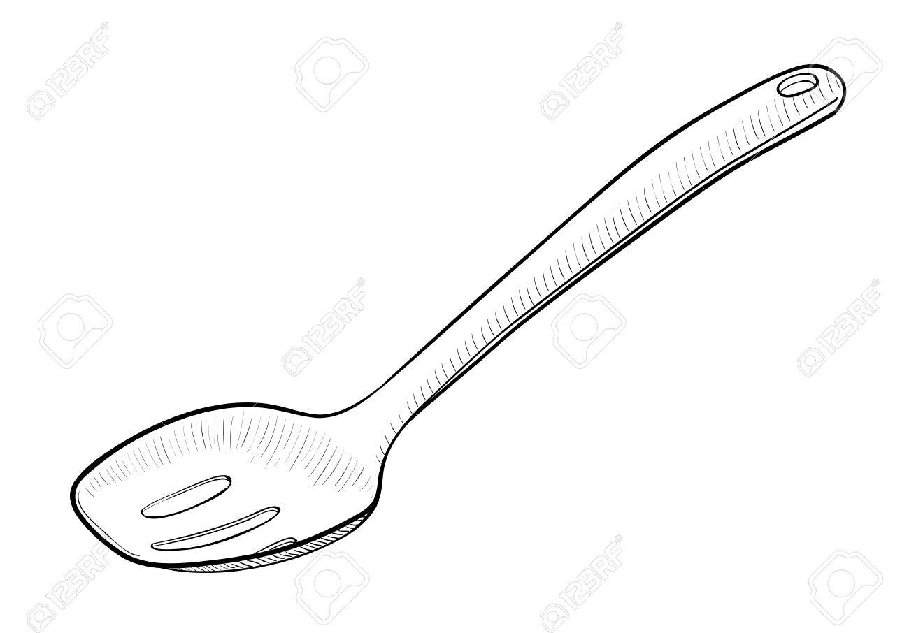 1300x906 Collection Of Serving Spoon Drawing High Quality, Free - Wooden Spoon Sketch