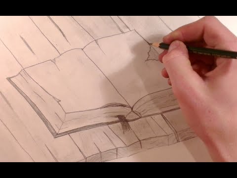 480x360 Drawing A Old Book On A Wood Table With A Pencil [Hd] - Wooden Table Sketch