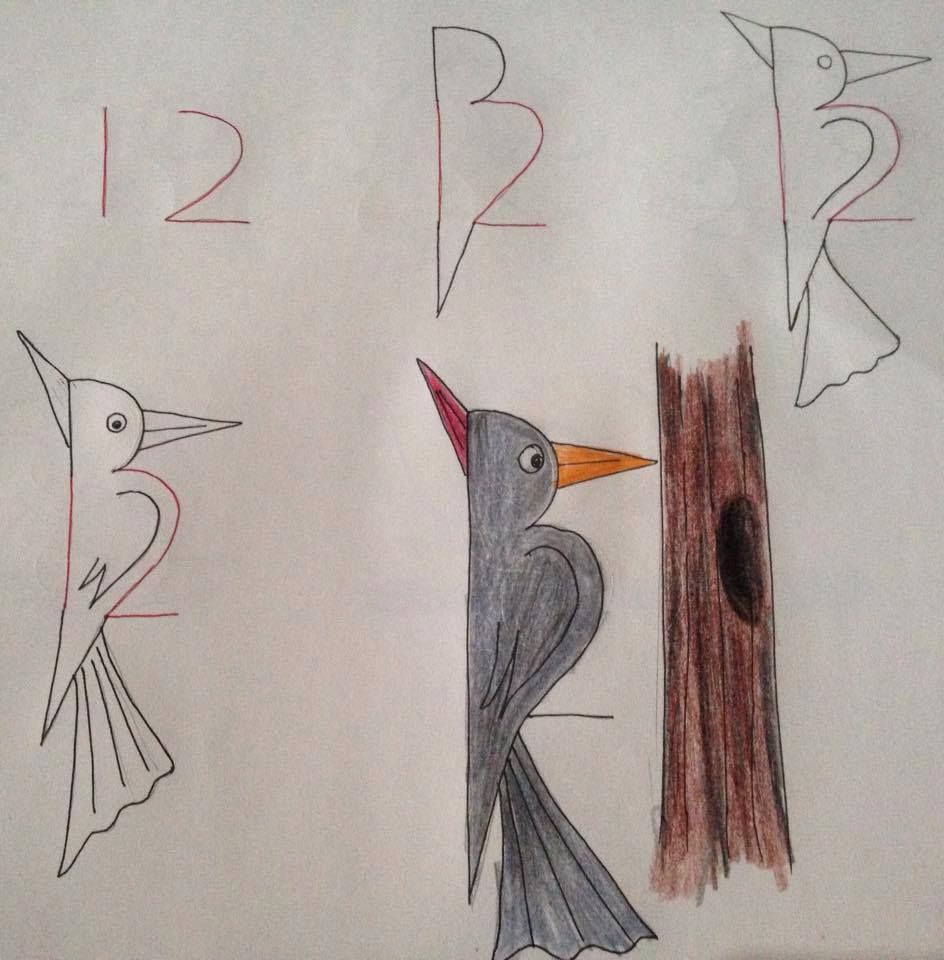 944x960 Numbers To Woodpecker Sketch Kids Drawings - Woodpecker Sketch