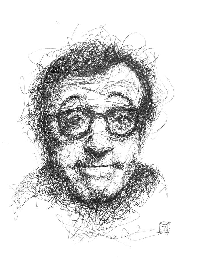 685x900 Woody Allen Drawing By Jorge Iglesias - Woody Allen Sketch