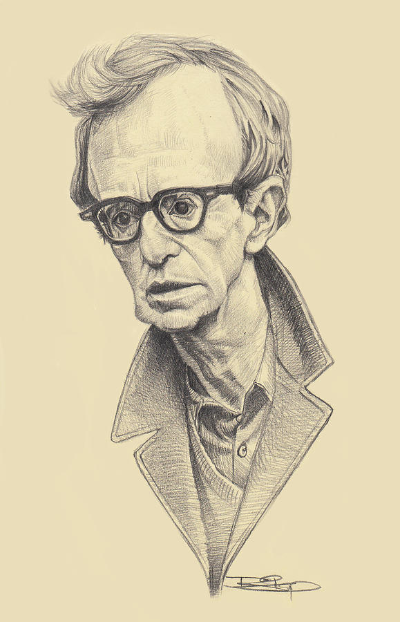 579x900 Woody Allen Drawing By Sri Priyatham - Woody Allen Sketch