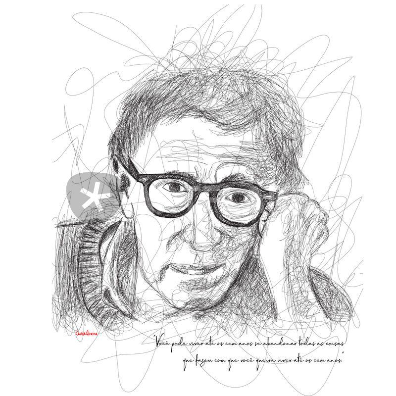 800x800 Woody Allen In Lines Drawing Art Prints And Posters By Camila - Woody Allen Sketch