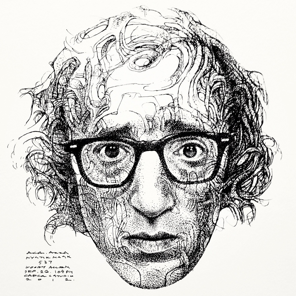 1024x1024 Woody Allen Mystik Mask Art - Woody Allen Sketch