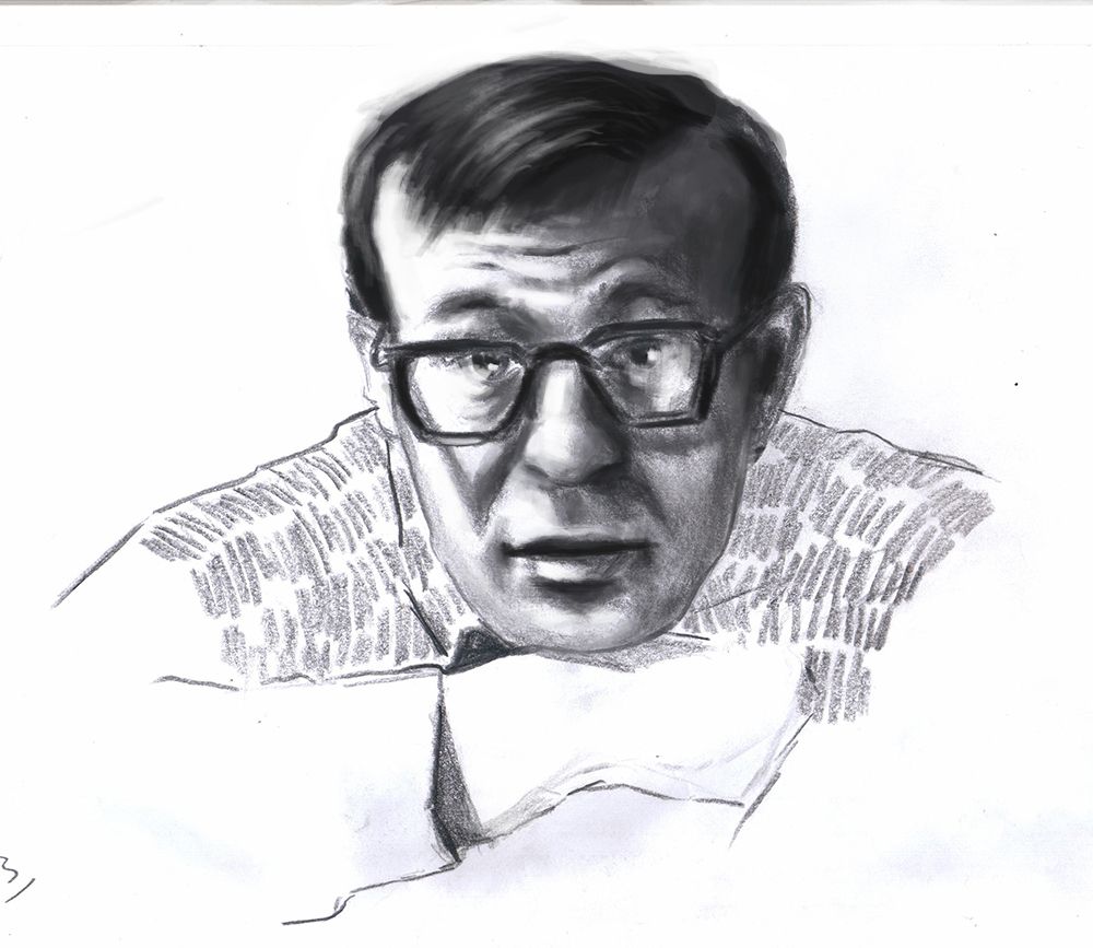 1000x867 My Sketches Portrait Woody Allen Faranak Dhqani - Woody Allen Sketch