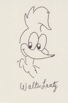 233x352 Walter Lantz (Woody Woodpecker) 3x5 Signed Sketch - Woody Woodpecker Sketch