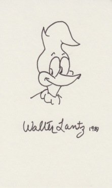 221x372 Walter Lantz Signed Sketch Of Woody Woodpecker - Woody Woodpecker Sketch