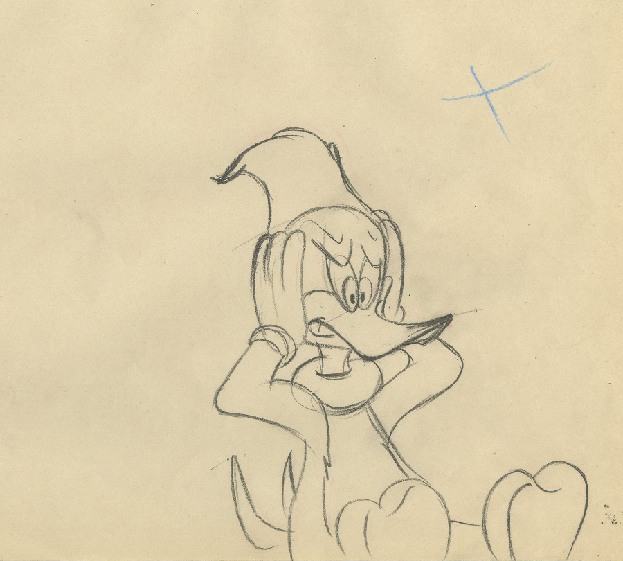 900x810 Woody Woodpecker Production Drawing - Woody Woodpecker Sketch