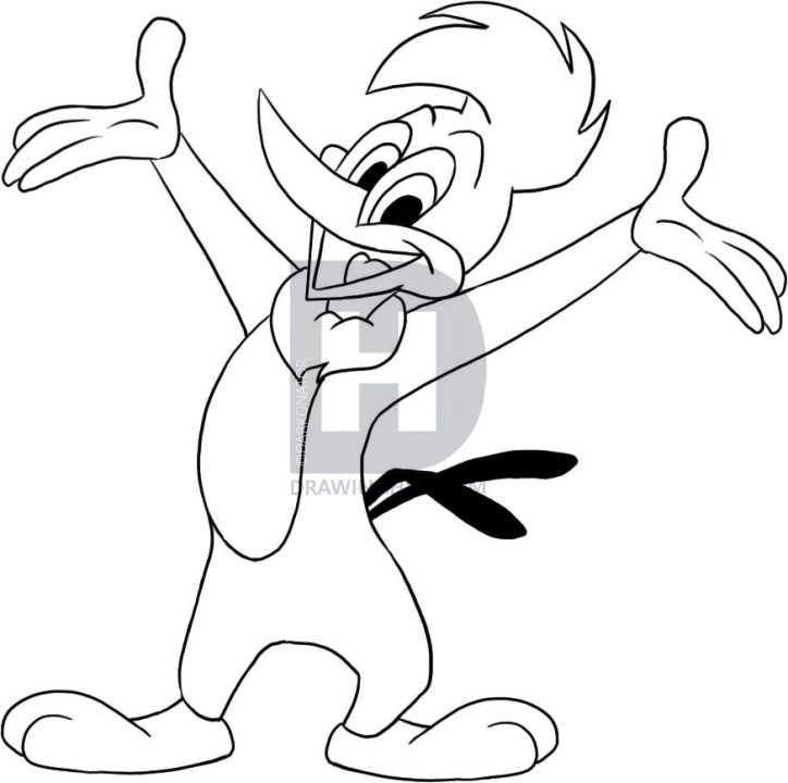 724x720 How To Draw Woody Woodpecker, Step By Step, Drawing Guide, By - Woody Woodpecker Sketch