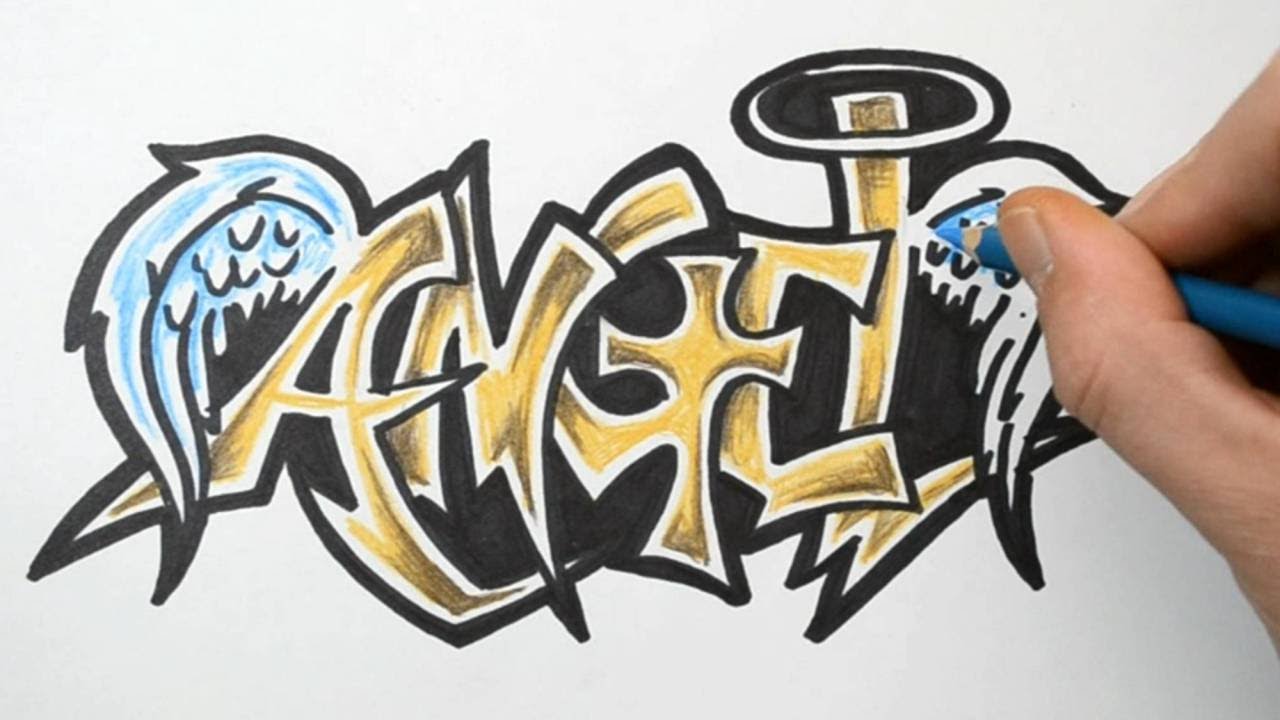 1280x720 How To Draw Angel In Graffiti Writing - Word Art Sketches