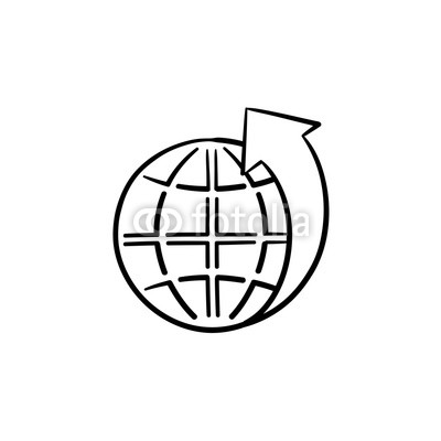 400x400 Globe With Latitudes Hand Drawn Outline Doodle Icon. Ecosystem - World Globe Sketch