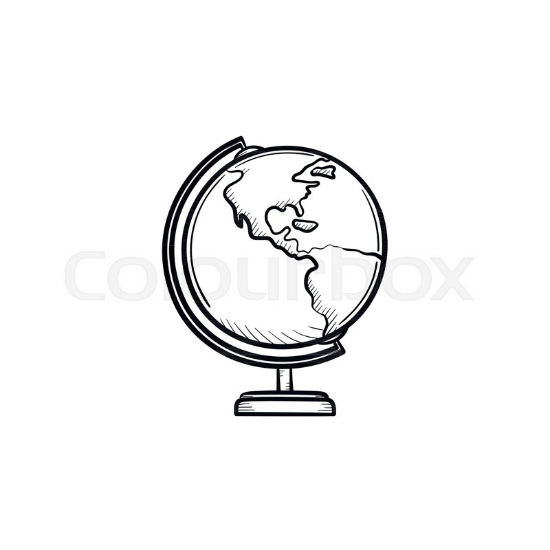 800x800 World Globe Hand Drawn Outline Doodle Icon. School World Globe - World Globe Sketch