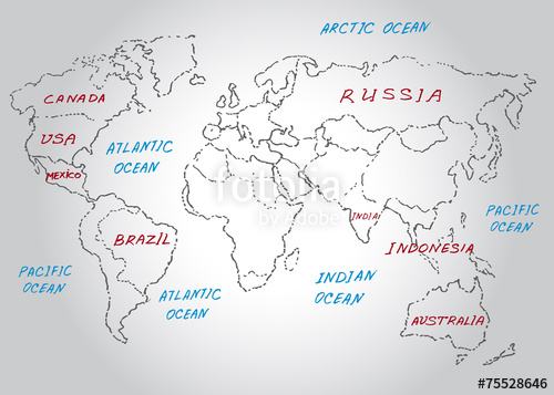 500x357 World Map. Sketch. Vector Illustration. Stock Image And Royalty - World Map Sketch