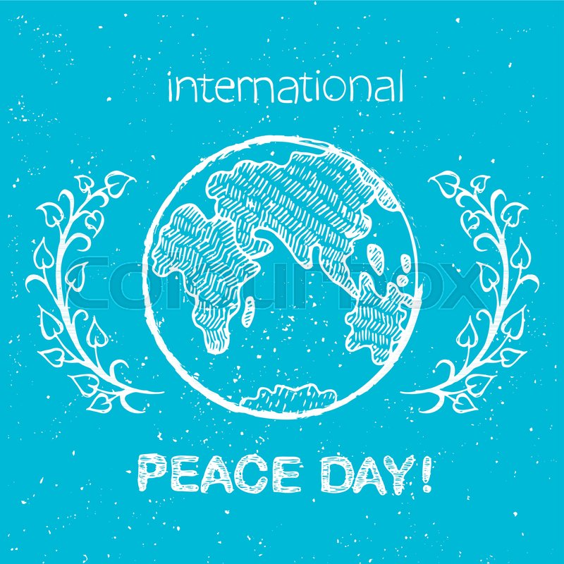 800x800 Peace Day International Holiday Poster With Sketch Of Earth Planet - World Peace Sketch