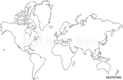 500x326 Freehand World Map Sketch On White Background. - World Sketch