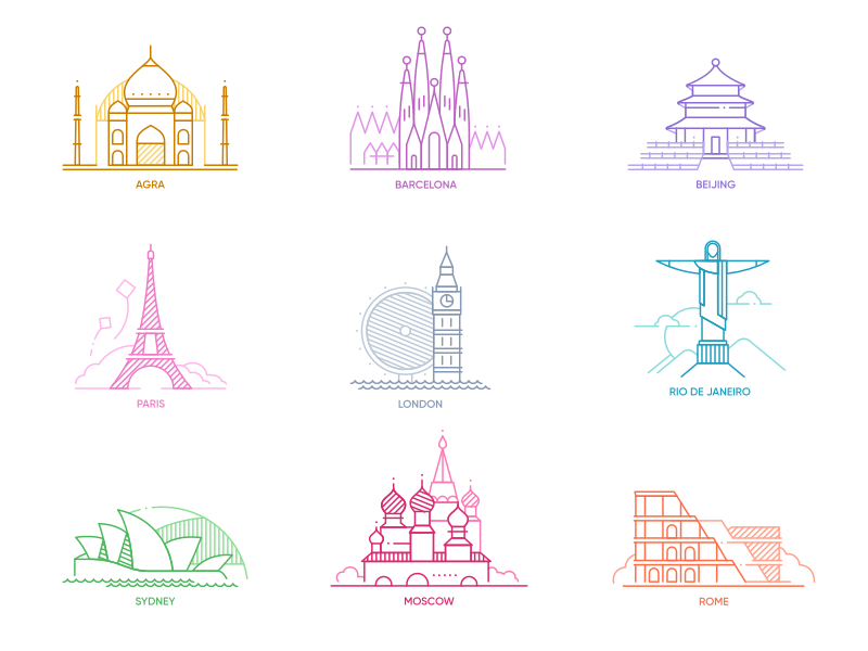 800x600 World Cities Icons Set Sketch Freebie - World Sketch