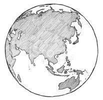 206x200 World Globe Sketch Asia Stock Vectors - World Sketch