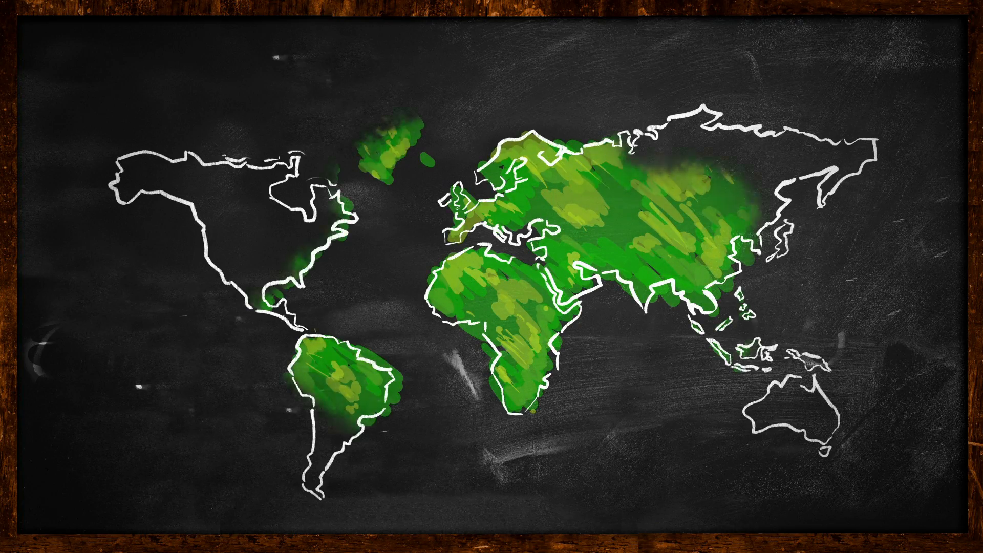 1920x1080 World Sketch Green Painting On Blackboard Looping Animation Motion - World Sketch