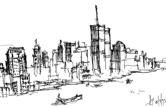570x369 Remember 911 World Trade Center Sketch Etsy - World Trade Center Sketch
