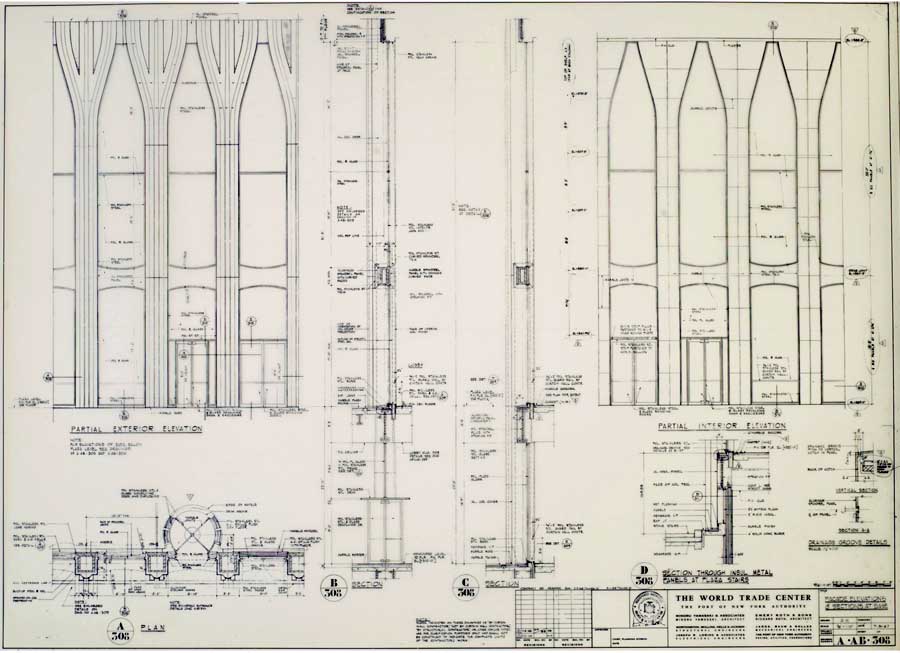 900x653 World Trade Center Architectural Drawings, New York - World Trade Center Sketch