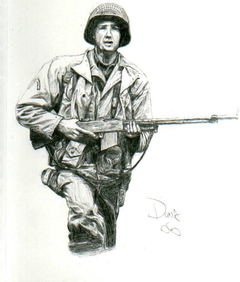 803x942 World War 2 Us Soldier By Angusburgers - World War 2 Sketches