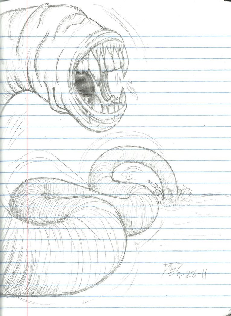 765x1044 Worm Creature Sketch By Roomsinthewalls - Worm Sketch