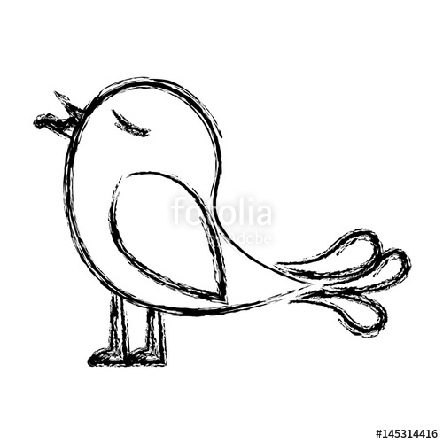 500x500 Monochrome Sketch Of Bird With Worm In The Peak Vector - Worm Sketch