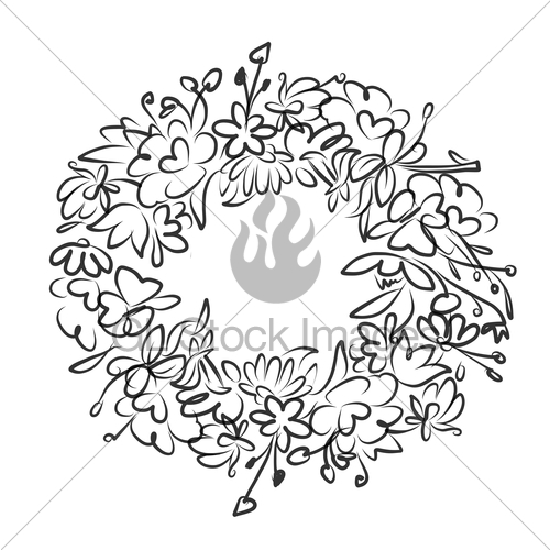500x500 Floral Wreath Sketch For Your Design Gl Stock Images - Wreath Sketch