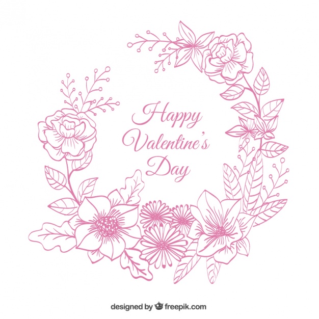 626x626 Floral Wreath Sketch Background For Valentine Vector Free Download - Wreath Sketch