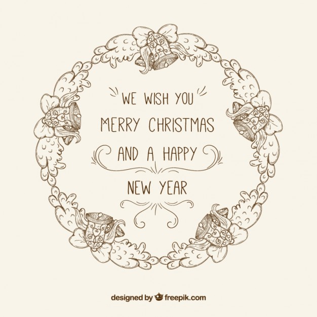 626x626 Sketch Christmas Wreath Greeting Vector Free Download - Wreath Sketch