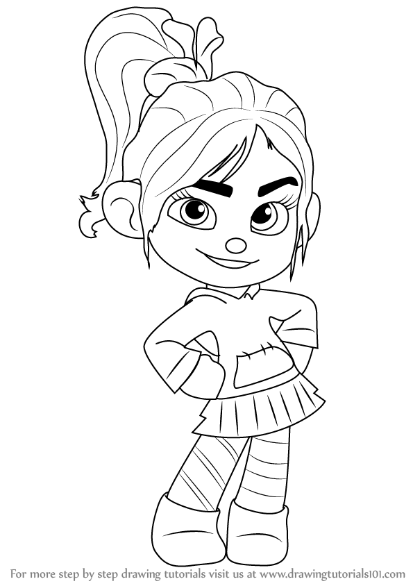 595x844 Learn How To Draw Vanellope Von Schweetz From Wreck It Ralph - Wreck It Ralph Sketch