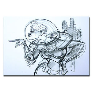 300x300 Wreck It Ralph Disney Film Genuine Postcard Calhoun Sketch - Wreck It Ralph Sketch