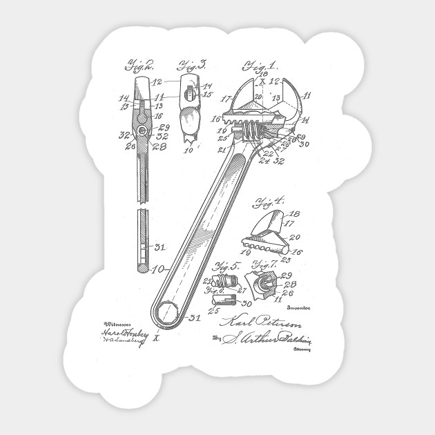 630x630 Wrench Vintage Patent Drawing - Wrench Sketch